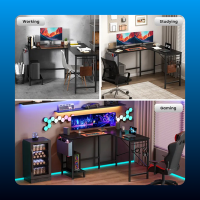 L Shaped Computer Desk with CPU Stand