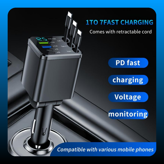 7-in1 Smart Universal Fast Retractable Car Charger