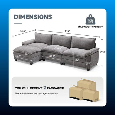 Modular Sectional Sofa with Ottoman