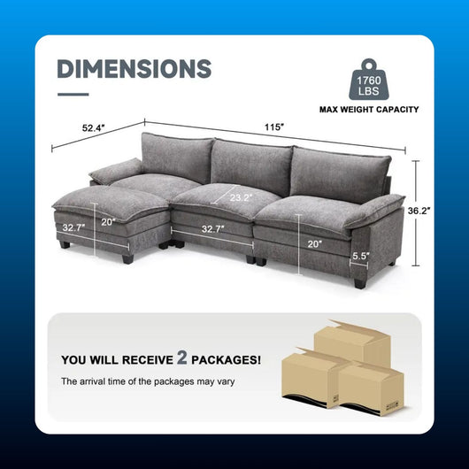 Modular Sectional Sofa with Ottoman