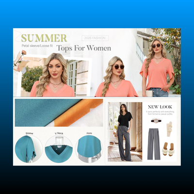 Womens Summer Short Petal Sleeve Top