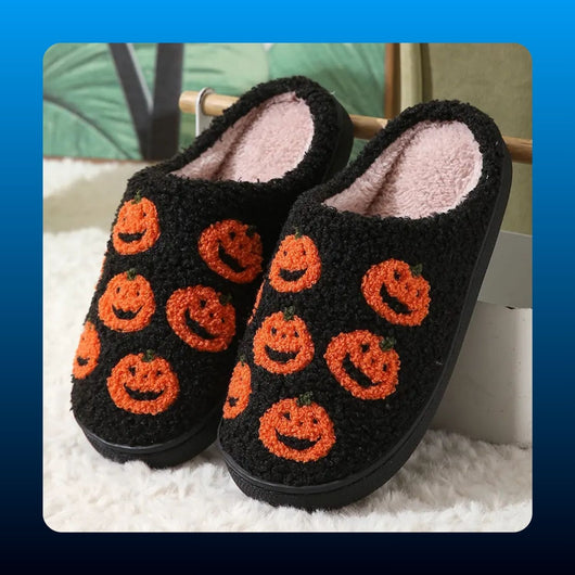 Pumpkin Plush House Slippers