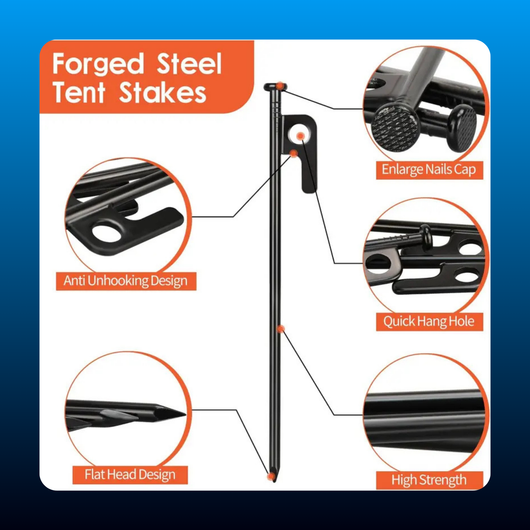 Heavy Duty Forged Steel Tent Stakes