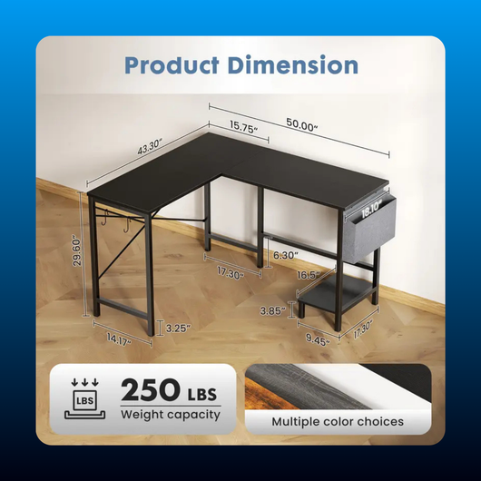 L Shaped Computer Desk with CPU Stand