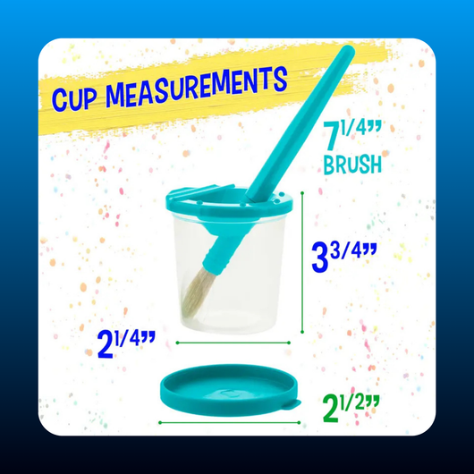 Children's No Spill Paint Cups with Colored Lids and 10 Piece Large Round Brush Set