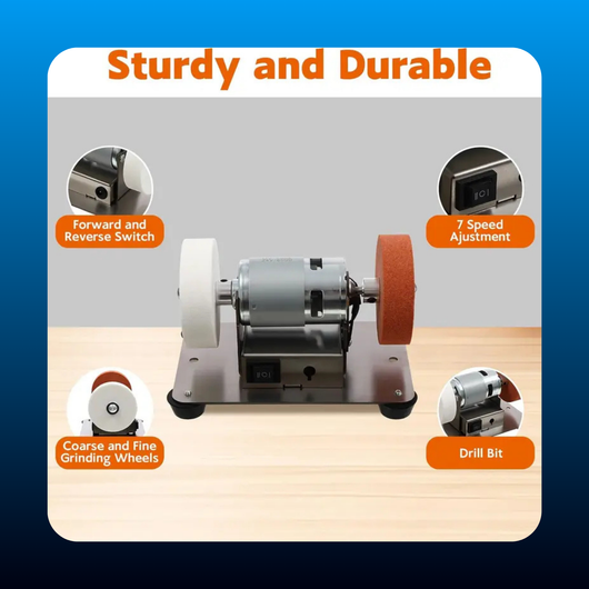 96W Mini Bench Grinder with 2 Wheels