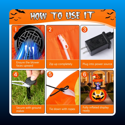 Inflatable Black Cat in Pumpkin