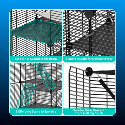 Enclosed 3 Tier Wire Cat House