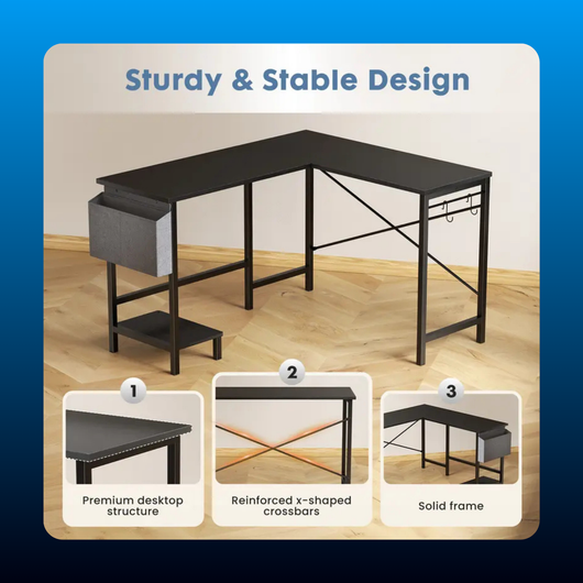 L Shaped Computer Desk with CPU Stand