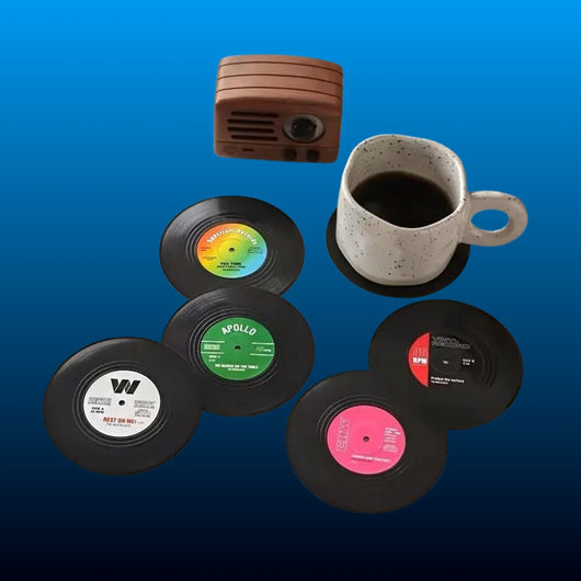 Vinyl Record Drink Coasters (6 Piece)