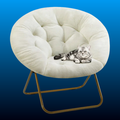 Faux Fur Folding Saucer Chair