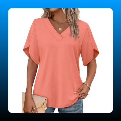 Womens Summer Short Petal Sleeve Top