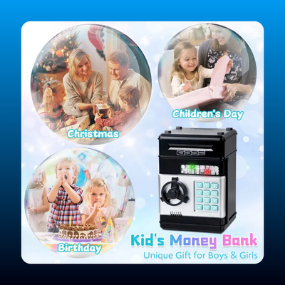 Electronic ATM Coin and Cash Bank with Code Lock