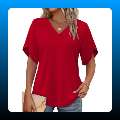 Womens Summer Short Petal Sleeve Top