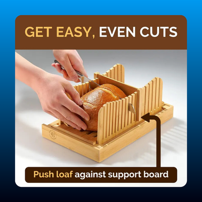 Foldable Bamboo Bread Slicer with Knife