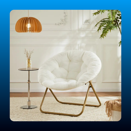 Faux Fur Folding Saucer Chair