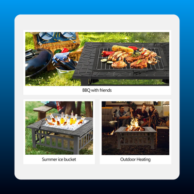Square Fire Pit with BBQ Grill