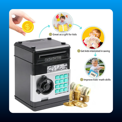 Electronic ATM Coin and Cash Bank with Code Lock
