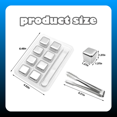Metal Reusable Ice Cubes (8 Pack)