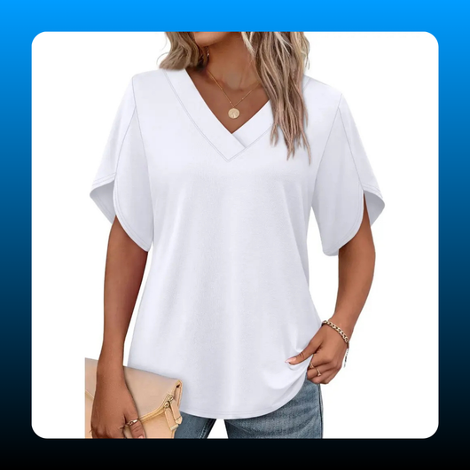 Womens Summer Short Petal Sleeve Top