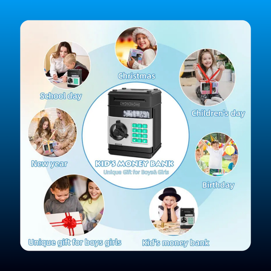 Electronic ATM Coin and Cash Bank with Code Lock