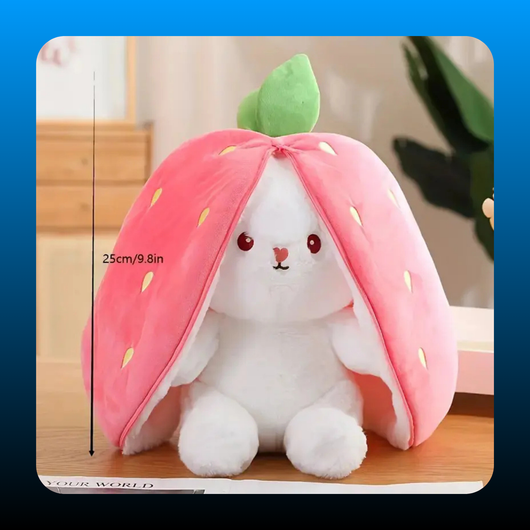 Reversible Strawberry Bunny Plush Toy