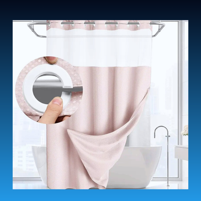 No Hook Shower Curtain with Snap in Liner (72''W x 75''H)