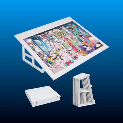 Tilting Puzzle Board with 6 Modular Panels & Stand