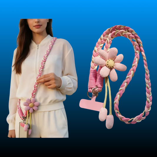 Women's Colorful Floral Braided Phone Lanyard