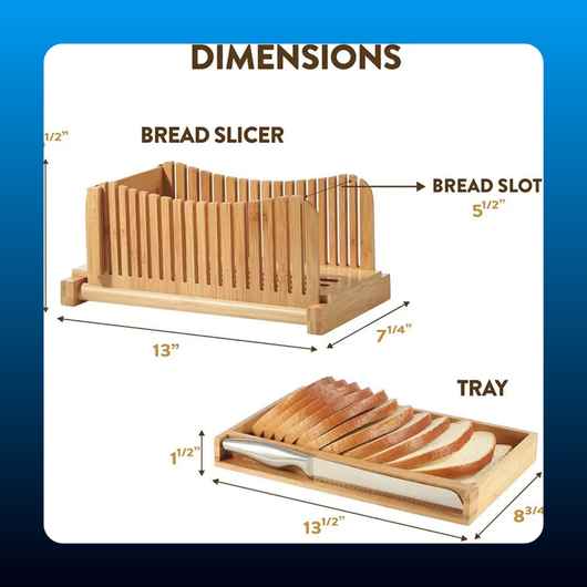 Foldable Bamboo Bread Slicer with Knife