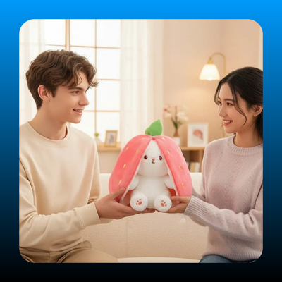Reversible Strawberry Bunny Plush Toy