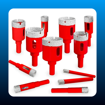 12-Piece Diamond Welding Red Dry Drill Bit Set