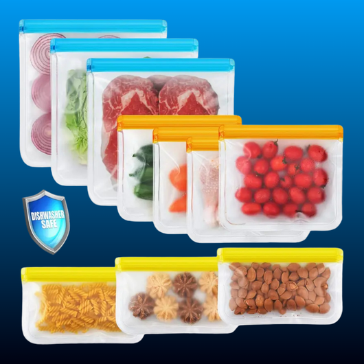 10 Pack Dishwasher Safe Reusable Bags Silicone