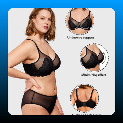 Mermaid Scales Lace Plus Size Minimizer Bra