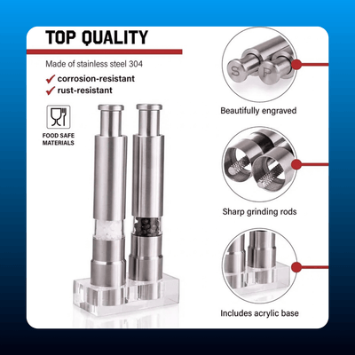 Stainless Steel Salt and Pepper Grinder Set