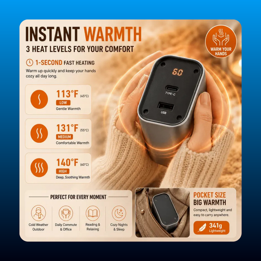 3-in-1 Hand Warmer and Desk Fan