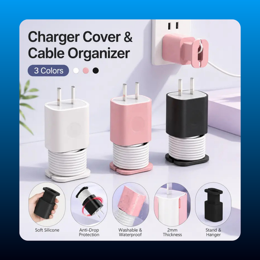 2 in 1 Silicone Charger Protector with Cord Wrap