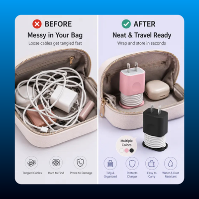 2 in 1 Silicone Charger Protector with Cord Wrap