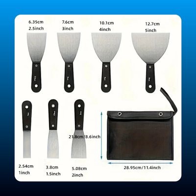 7-Piece Multi-Size Stainless Steel Metal Putty Tool Set