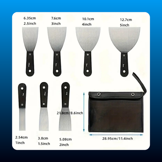 7-Piece Multi-Size Stainless Steel Metal Putty Tool Set