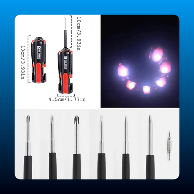 8-in-1 Multi-Tool Screwdriver with LED Flashlight