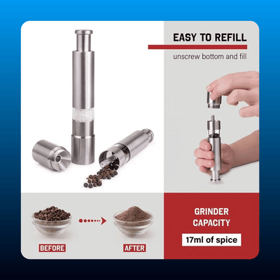 Stainless Steel Salt and Pepper Grinder Set