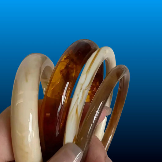 Vintage Resin Amber Acrylic Bangles Set