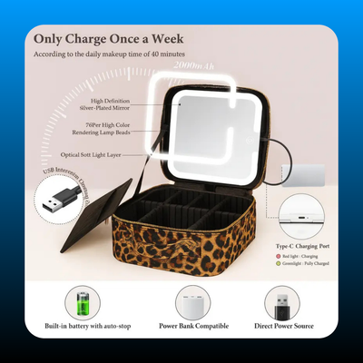 3-in-1 LED Vanity Makeup Bag with 3 Detachable Mirrors