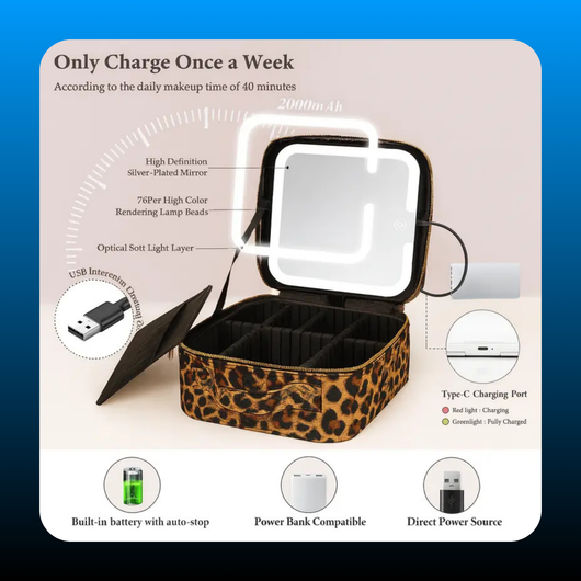 3-in-1 LED Vanity Makeup Bag with 3 Detachable Mirrors
