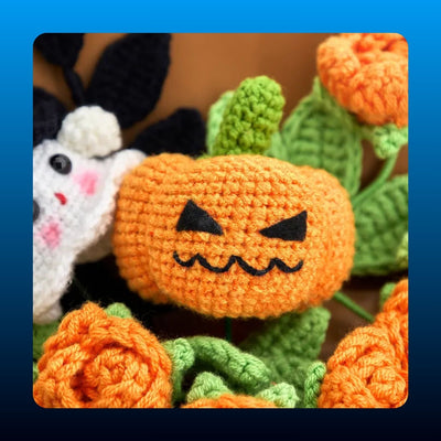 Crochet Pumpkin and Ghost Bouquet