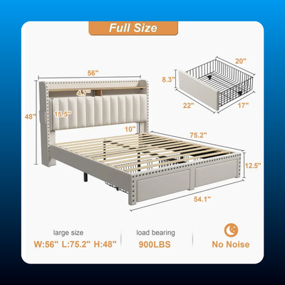 Upholstered Storage Bed Frame with Headboard