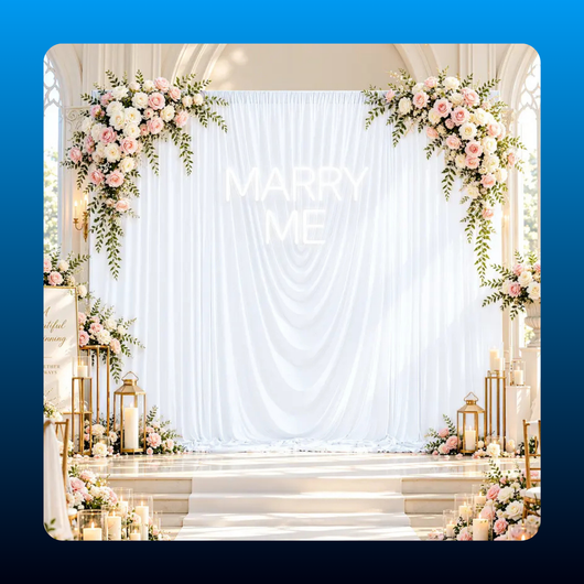 White Swag Backdrop Curtain Panel