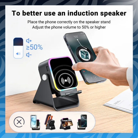 5 in 1 Wireless Induction Audio Speaker Stand