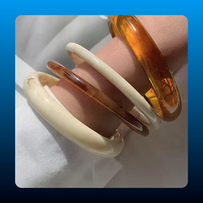 Vintage Resin Amber Acrylic Bangles Set